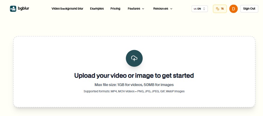 Upload Photo to BGBlur
